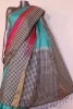 Black & White Checks Handloom Soft Silk Saree